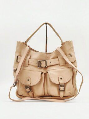 Burberry Vintage Beige Leather Multi Pocket Shoulder Crossbody Bag